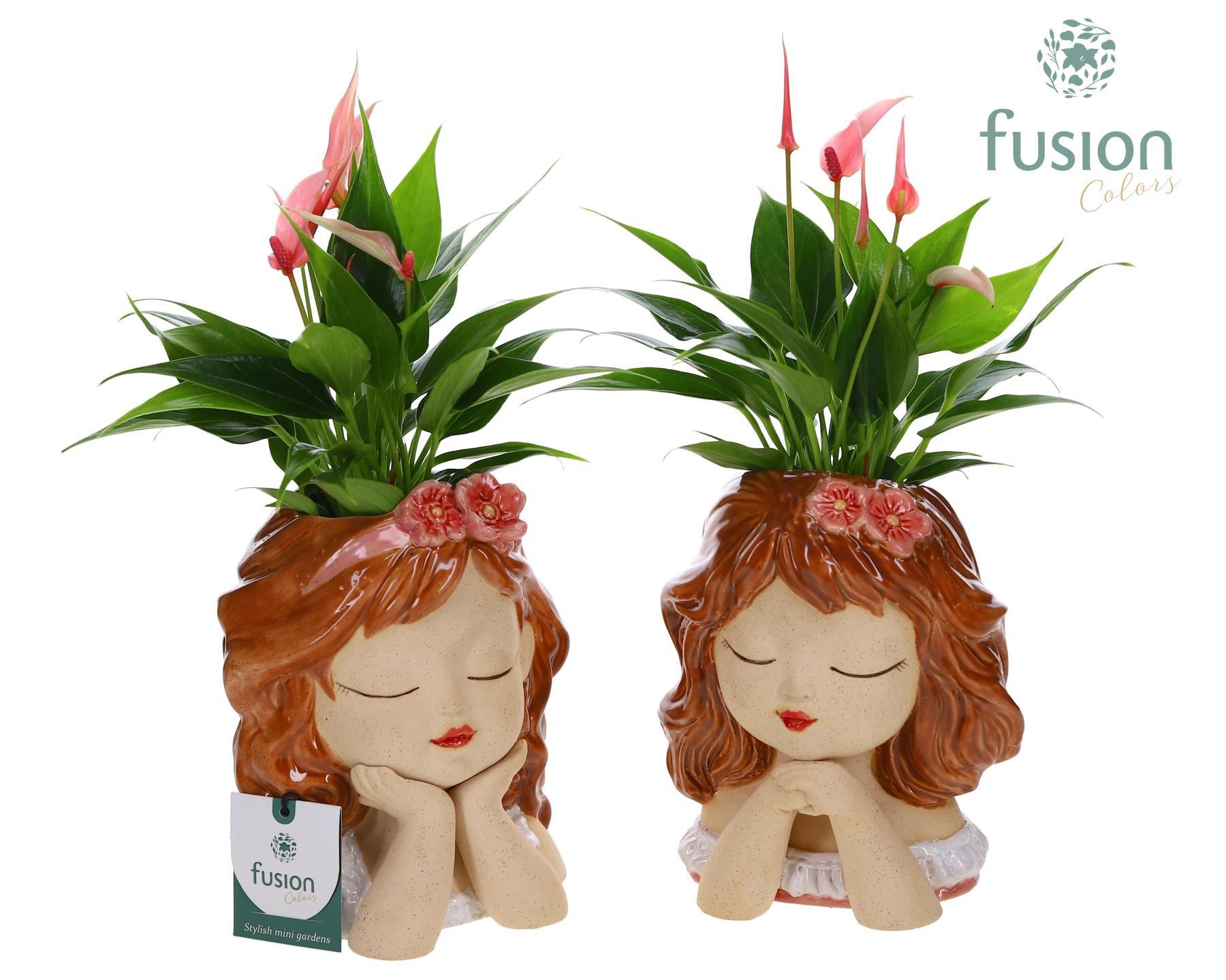 Keramiek meisjes pot met Anthurium, D 14