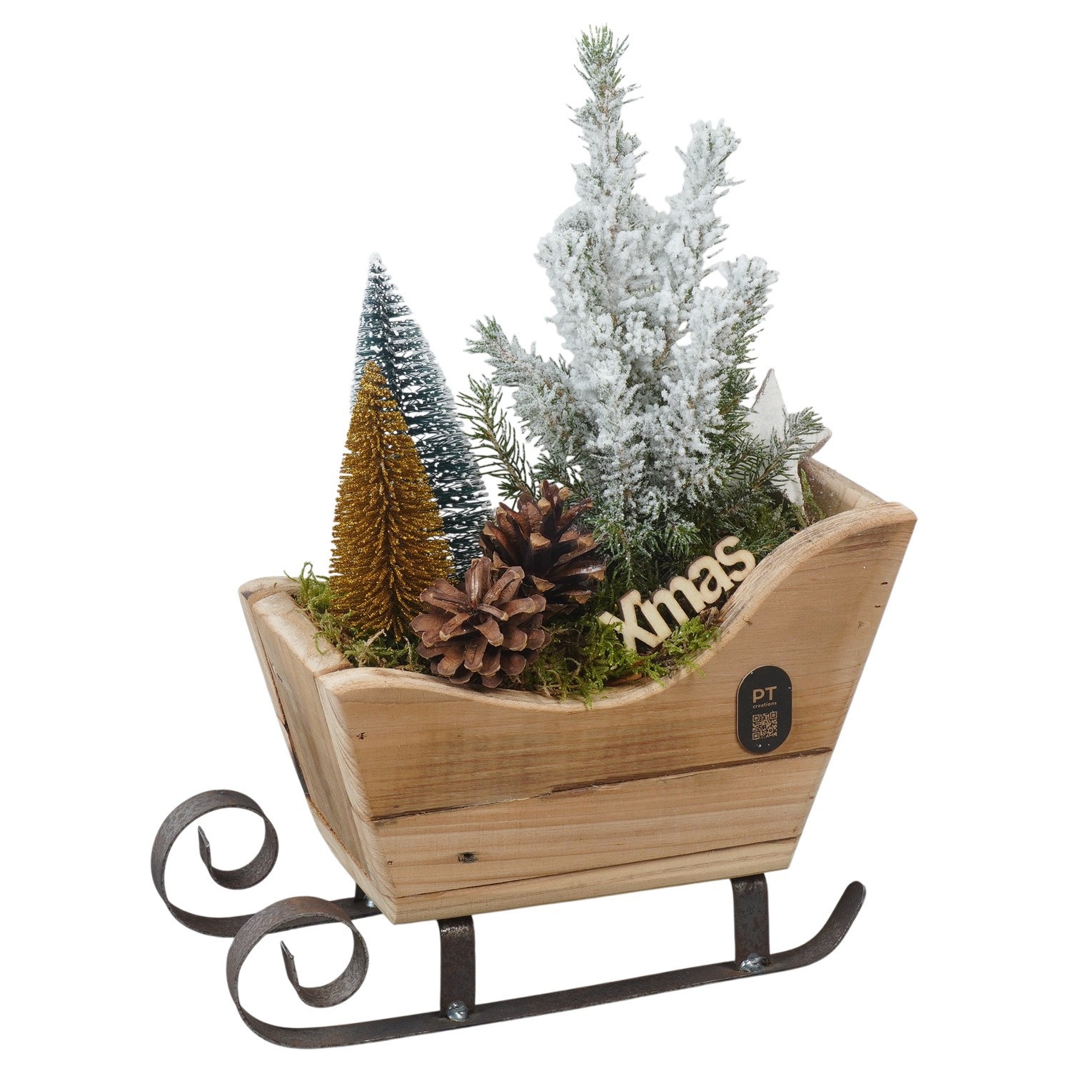 PTCWW7819 Arrangement Winter in houten slee, D 22