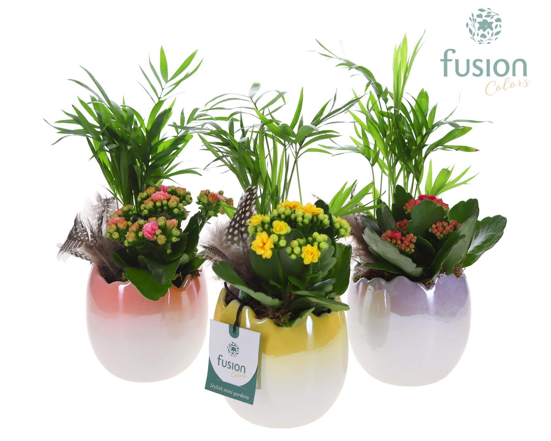 Pot keramiek Ei Pasen met arrangement, D 11