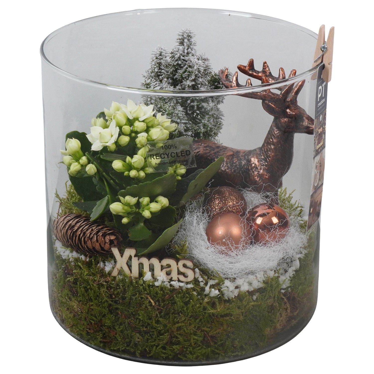 PTCHB9879 Arrangement Christmas Bronze in glazen pot, D 19 cm