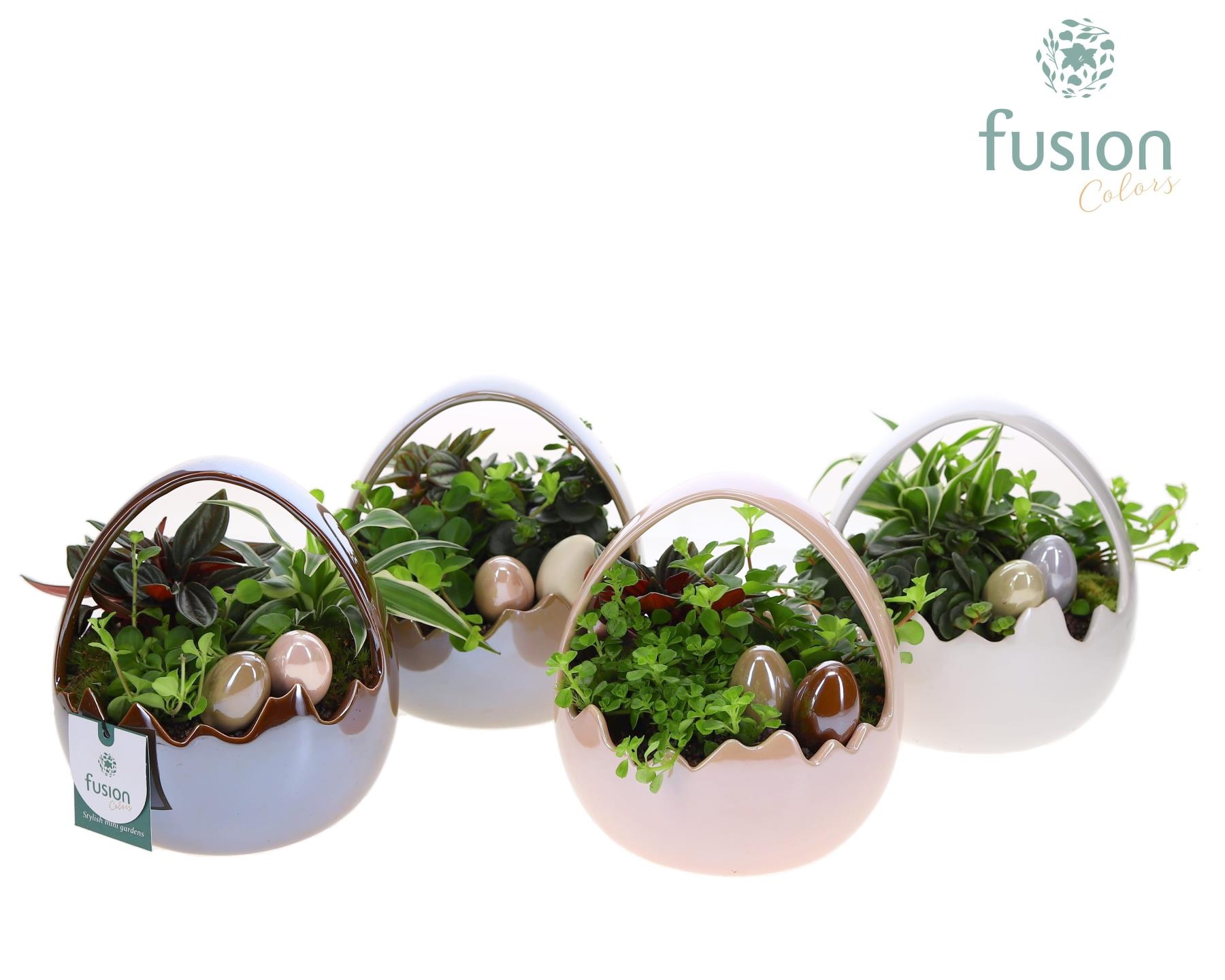 Mand keramiek Pasen met arrangement, D 16