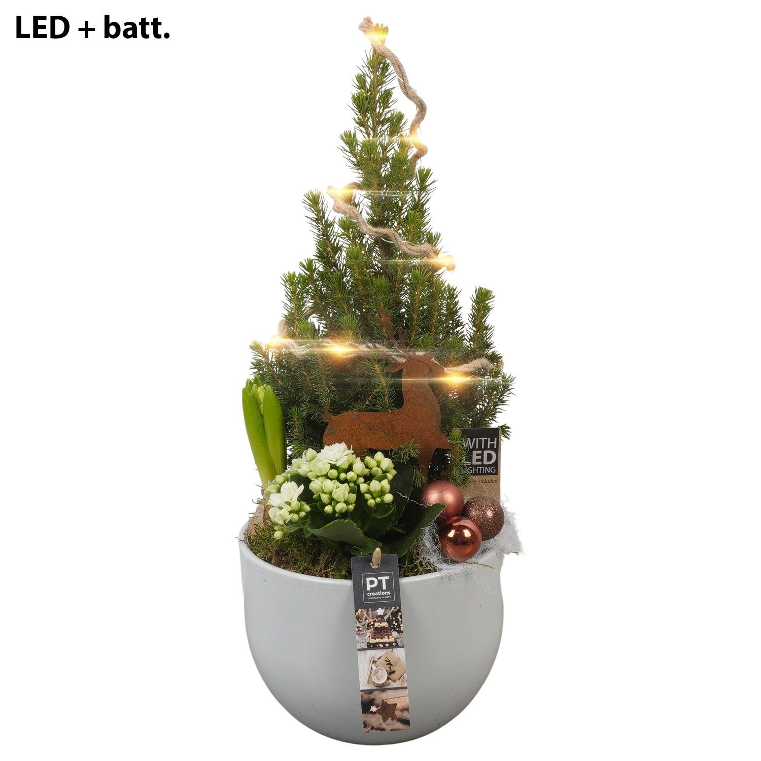 PTCHB9753 Arrangement Christmas Bronze in keramiek pot, D 19 cm