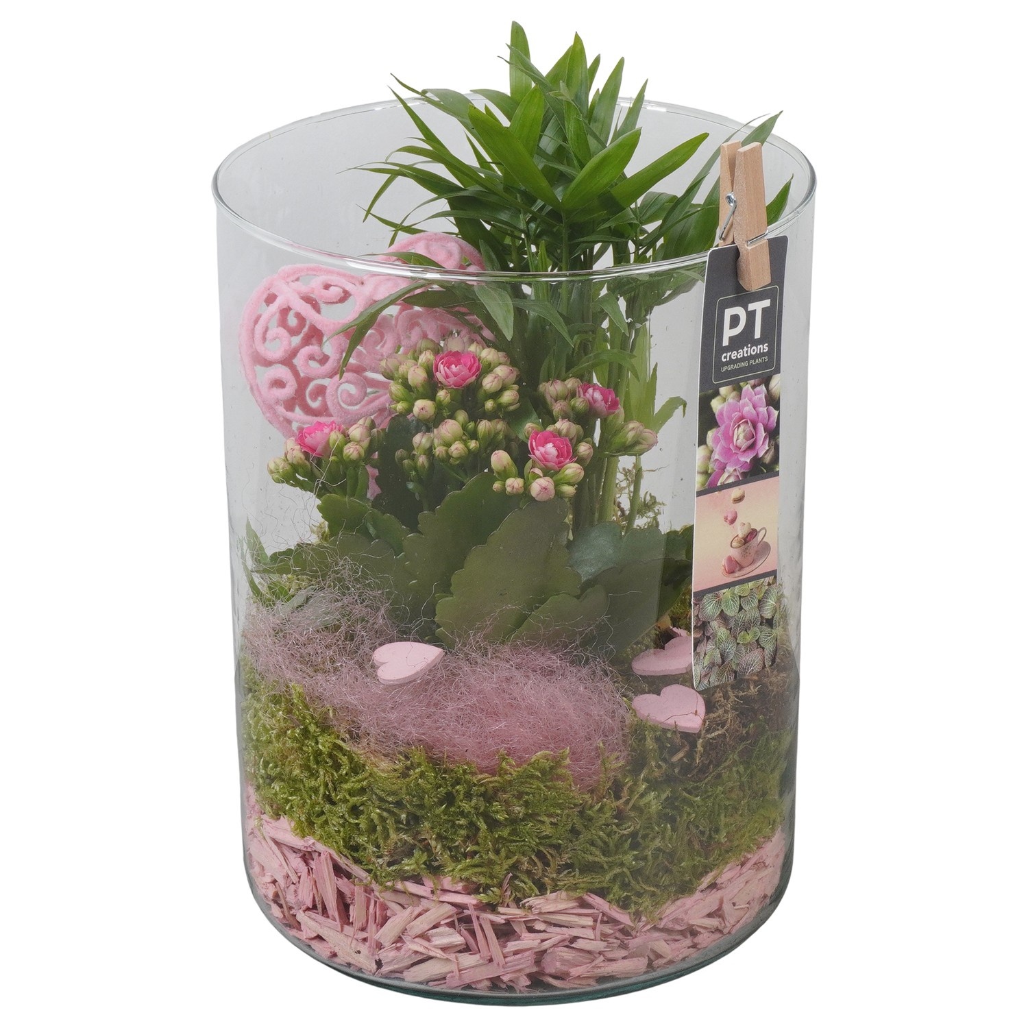 PTVMG4925 Arrangement Valentines-Mothersday in glas vaas, D 15