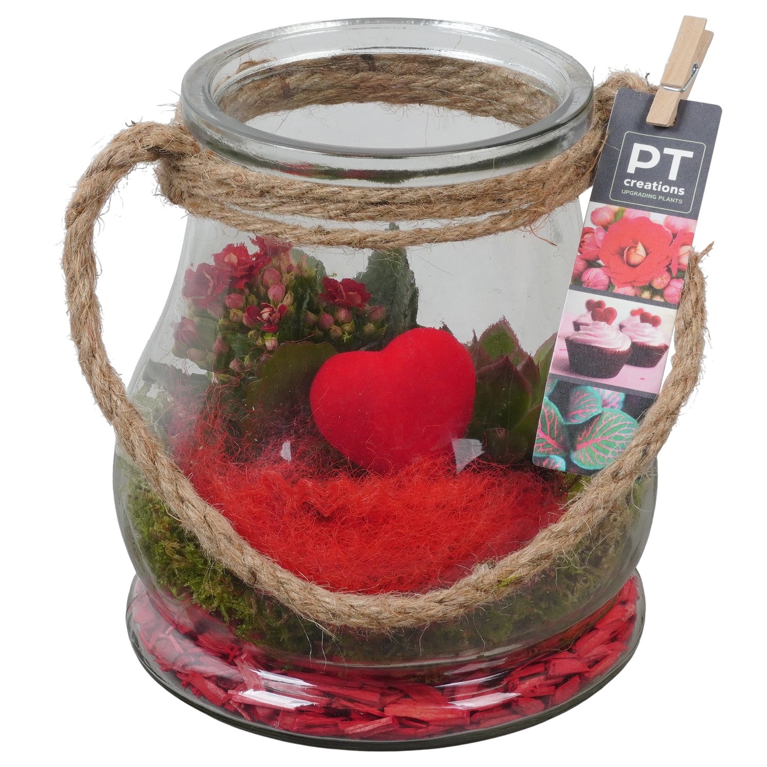 PTVMG4908 Arrangement Valentines-Mothersday in glas vaas, D 16