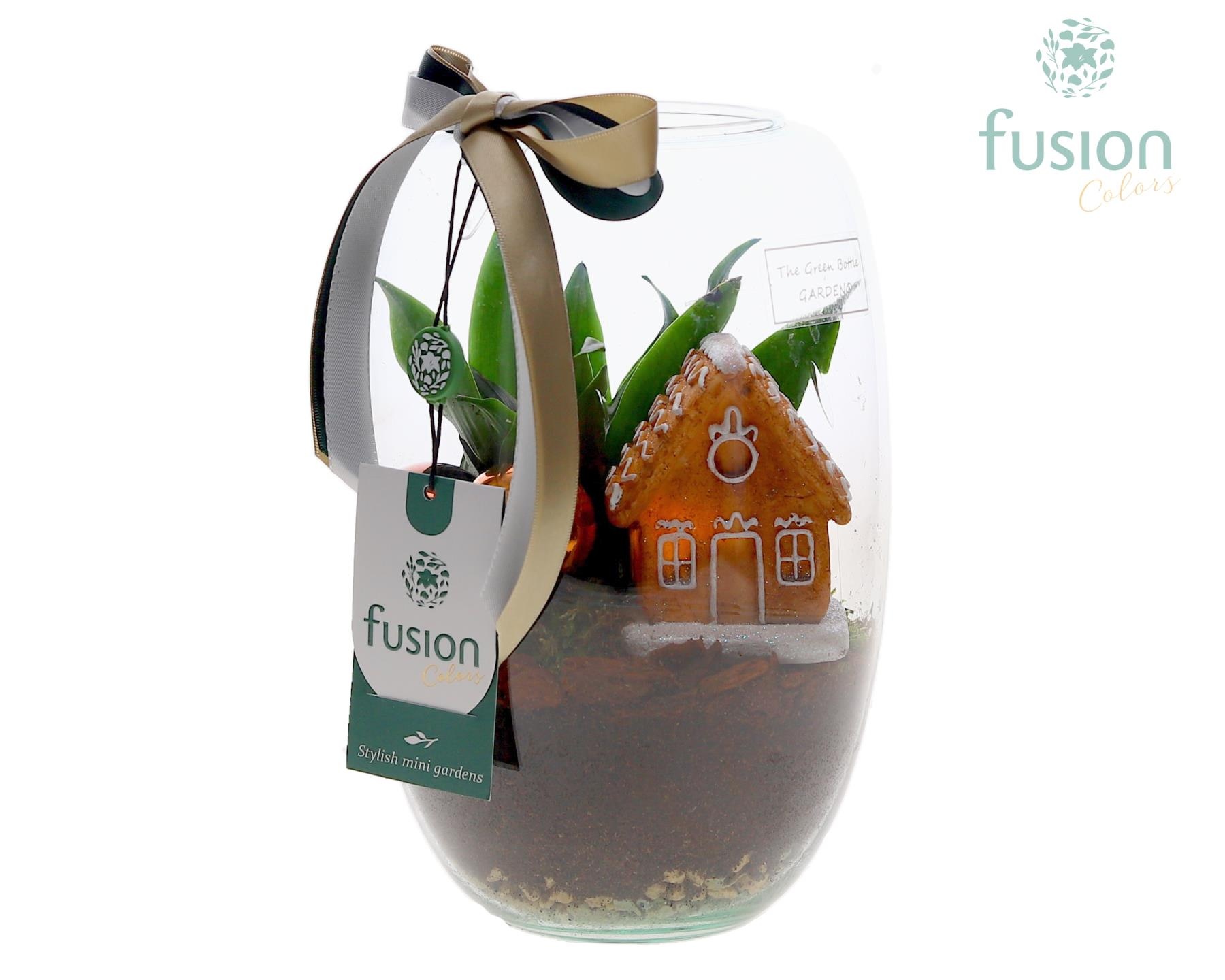 Green Bottle Isabella Small met Kerst arrangement, D 15 cm