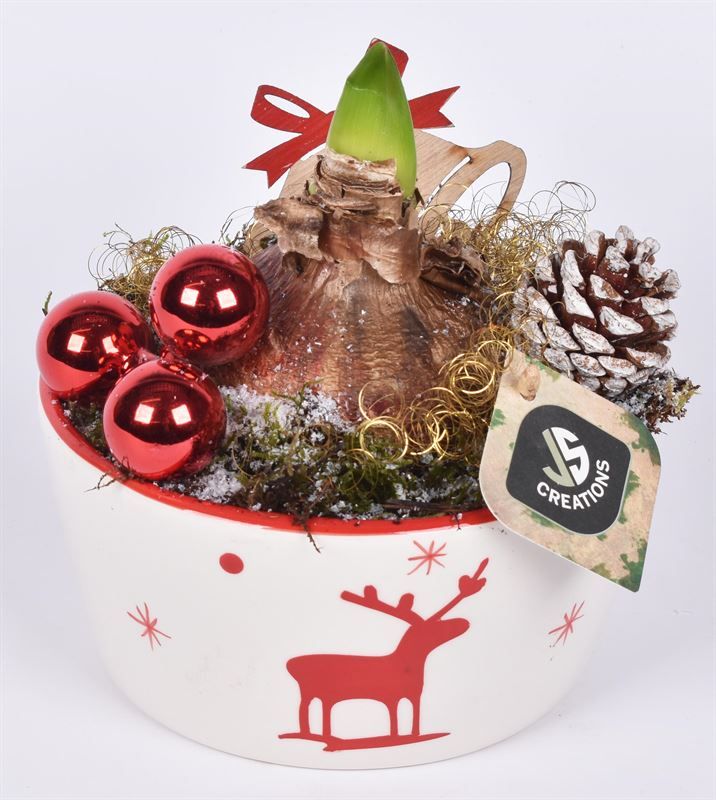 Keramiek schaal rendier 18cm, D 18 cm