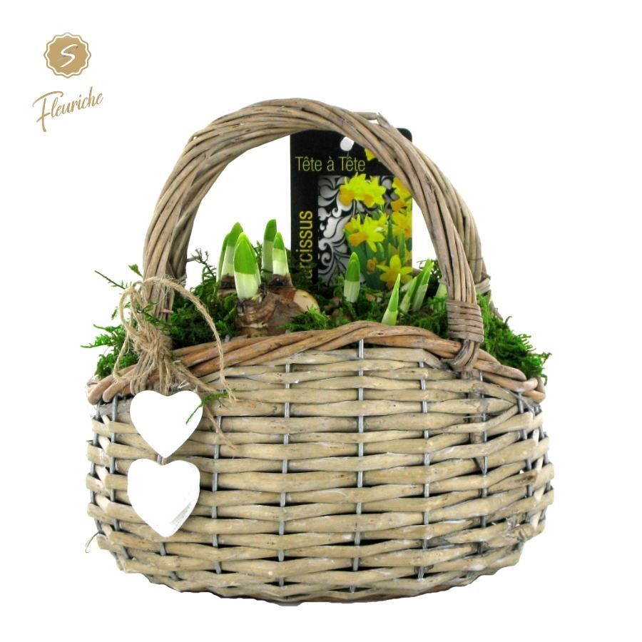 (3701) Narcissus Basket with Handle 3PP Mos, D 21 cm
