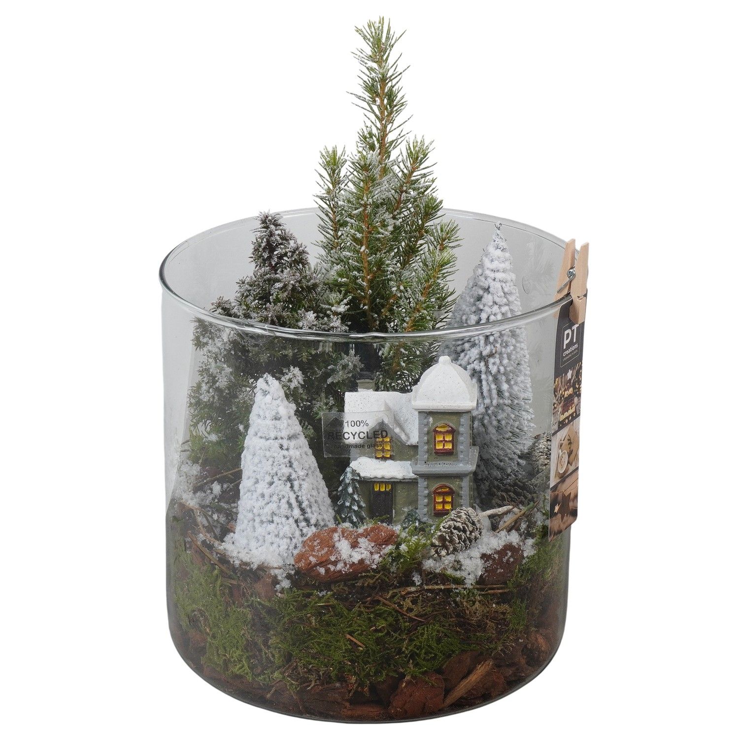 PTCWW6820 Arrangement Winter in glazen vaas, D 19 cm