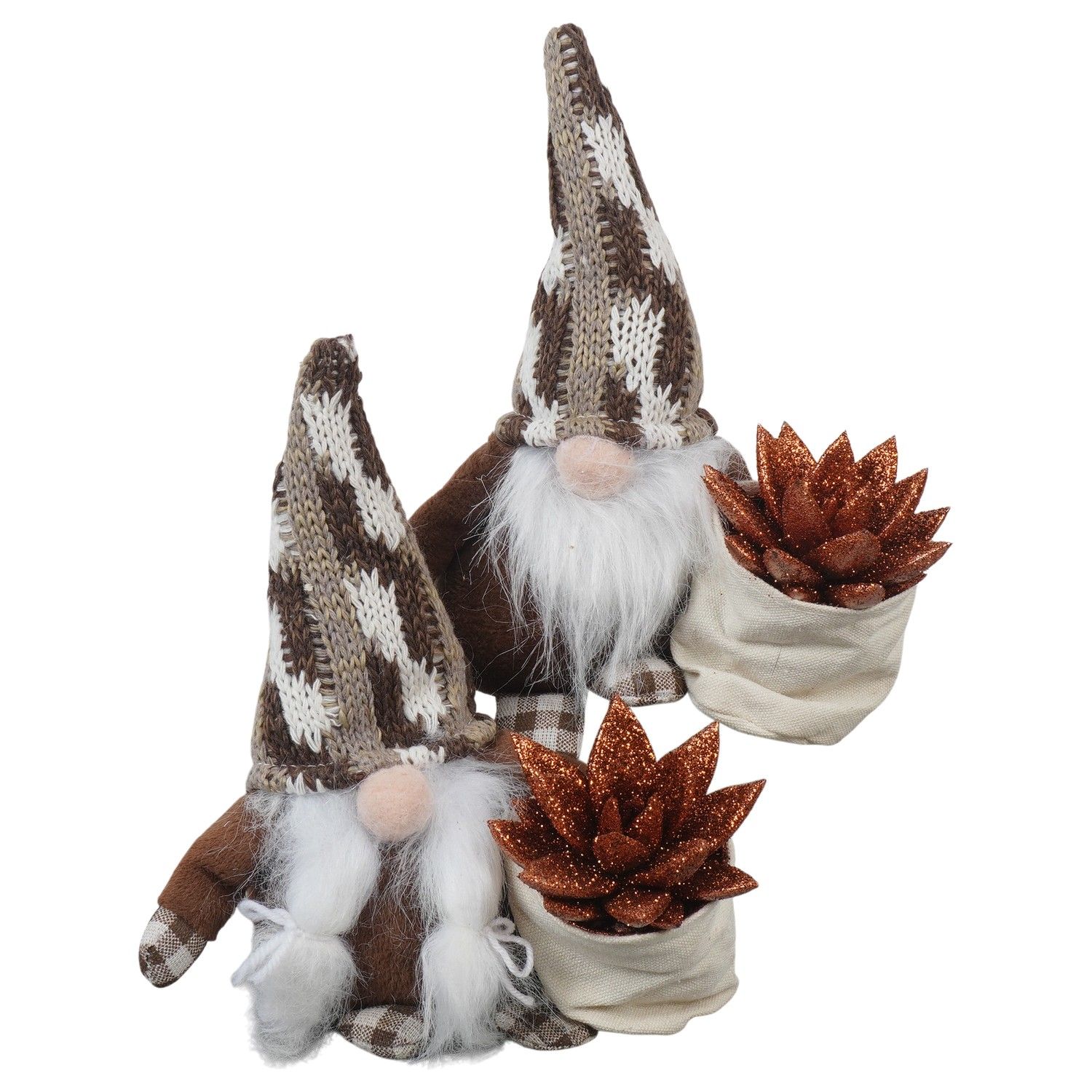 PTCHB9806 Arrangement Christmas Bronze in stoffen gnome, D 15 cm