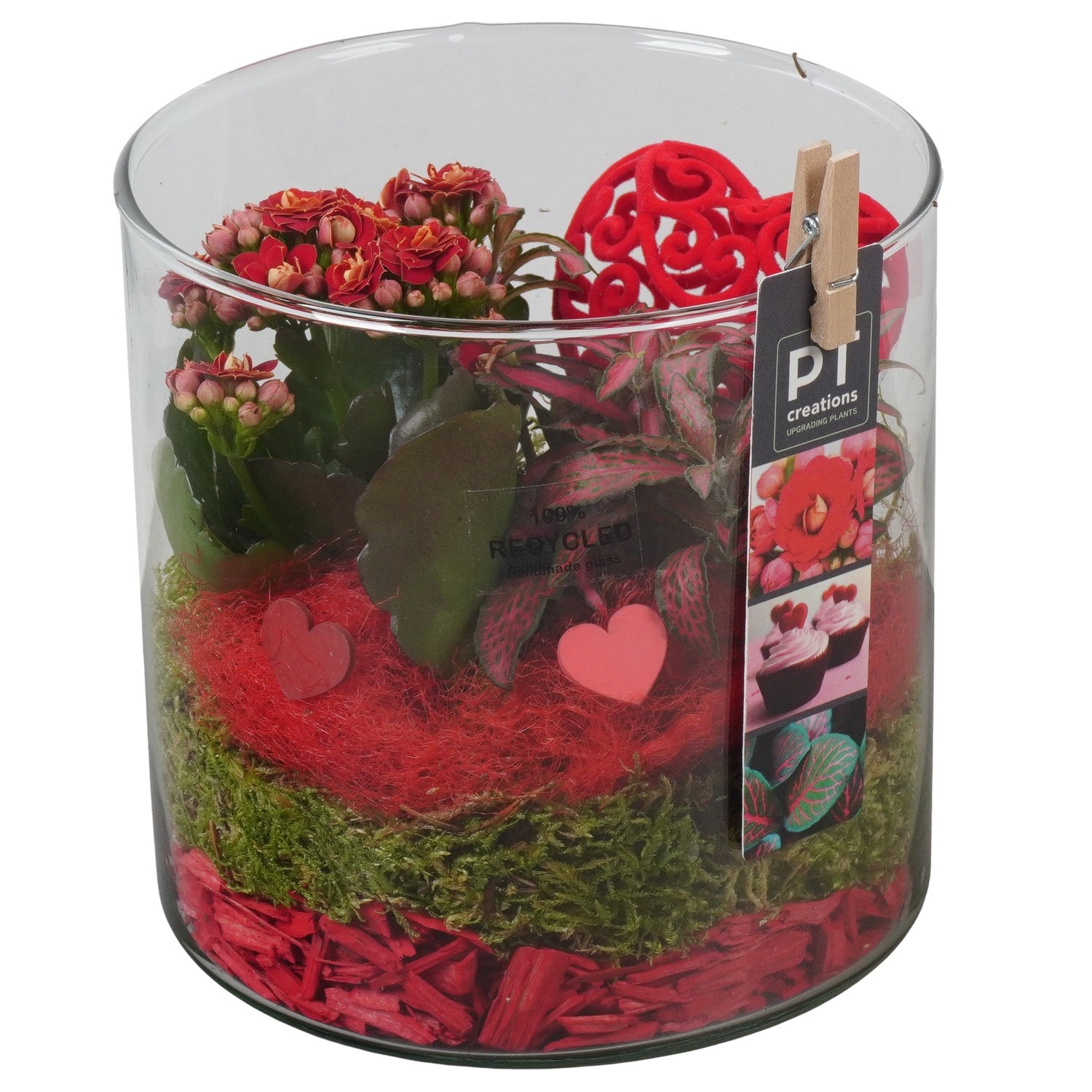 PTVMG4922 Arrangement Valentines-Mothersday in glas vaas, D 15