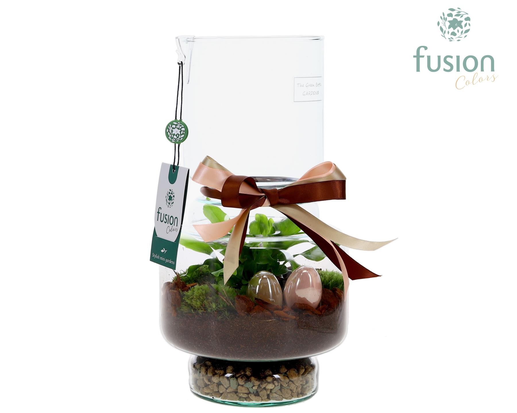 Green Bottle Lotte Medium met Pasen arrangement, D 16