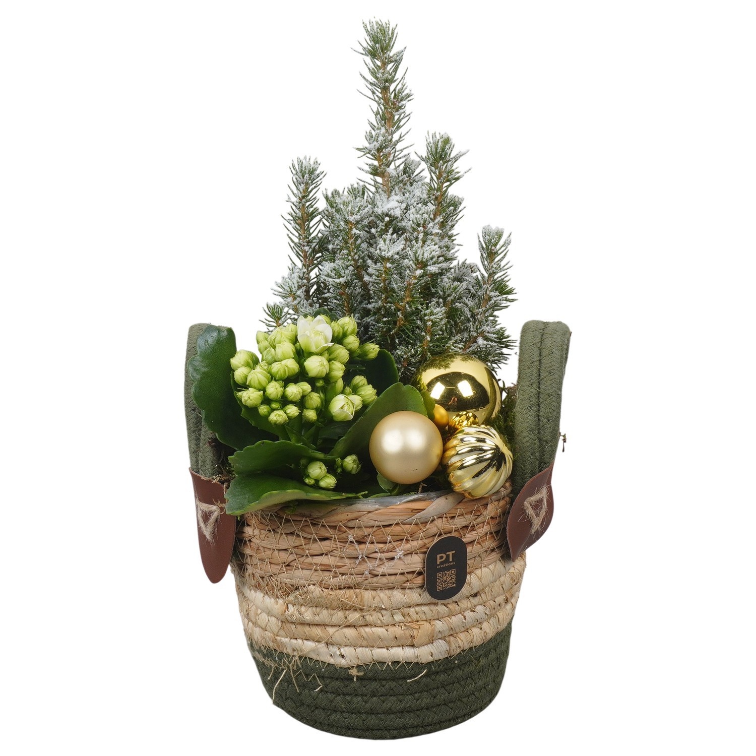 PTCHG4695 Arrangement Christmas Gold in rieten mand, D 14