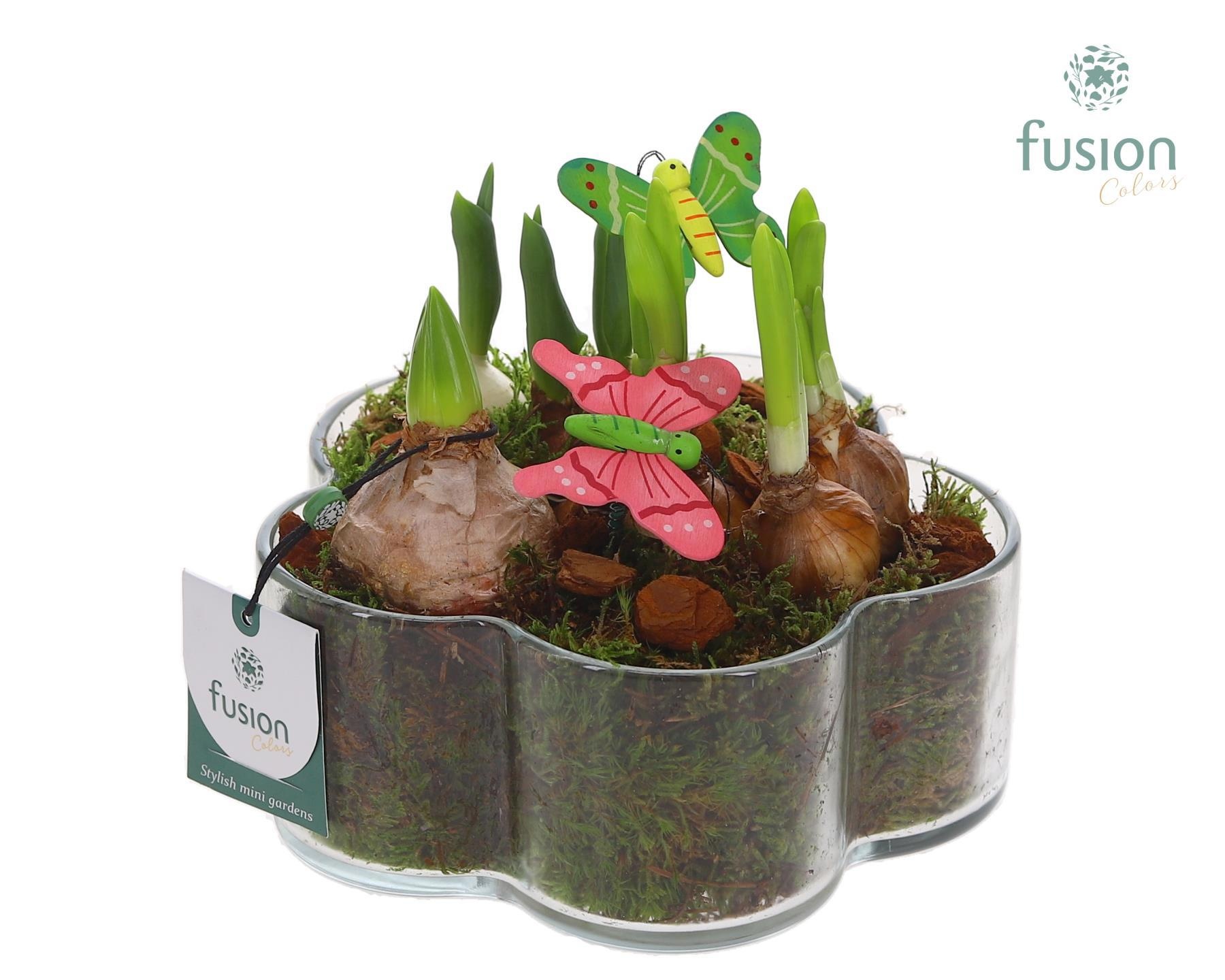 Glazen Bloemschaalmet Mixbol arrangement, D 18