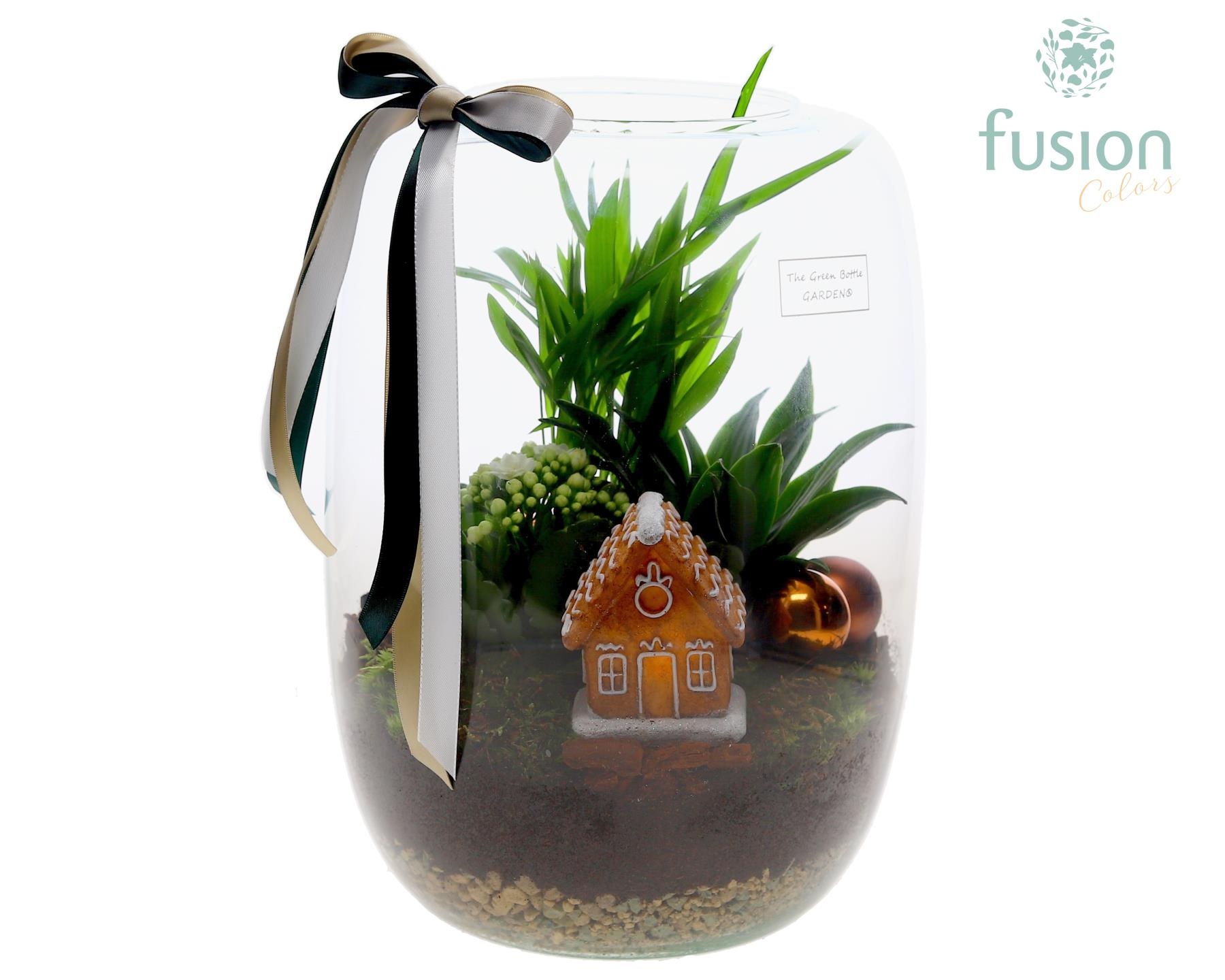 Green Bottle Isabella XLarge met Kerst Arrangement, D 23 cm