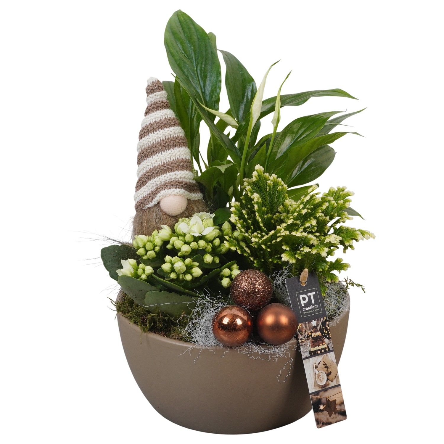 PTCHB9735 Arrangement Christmas Bronze in keramiek schaal, D 18 cm