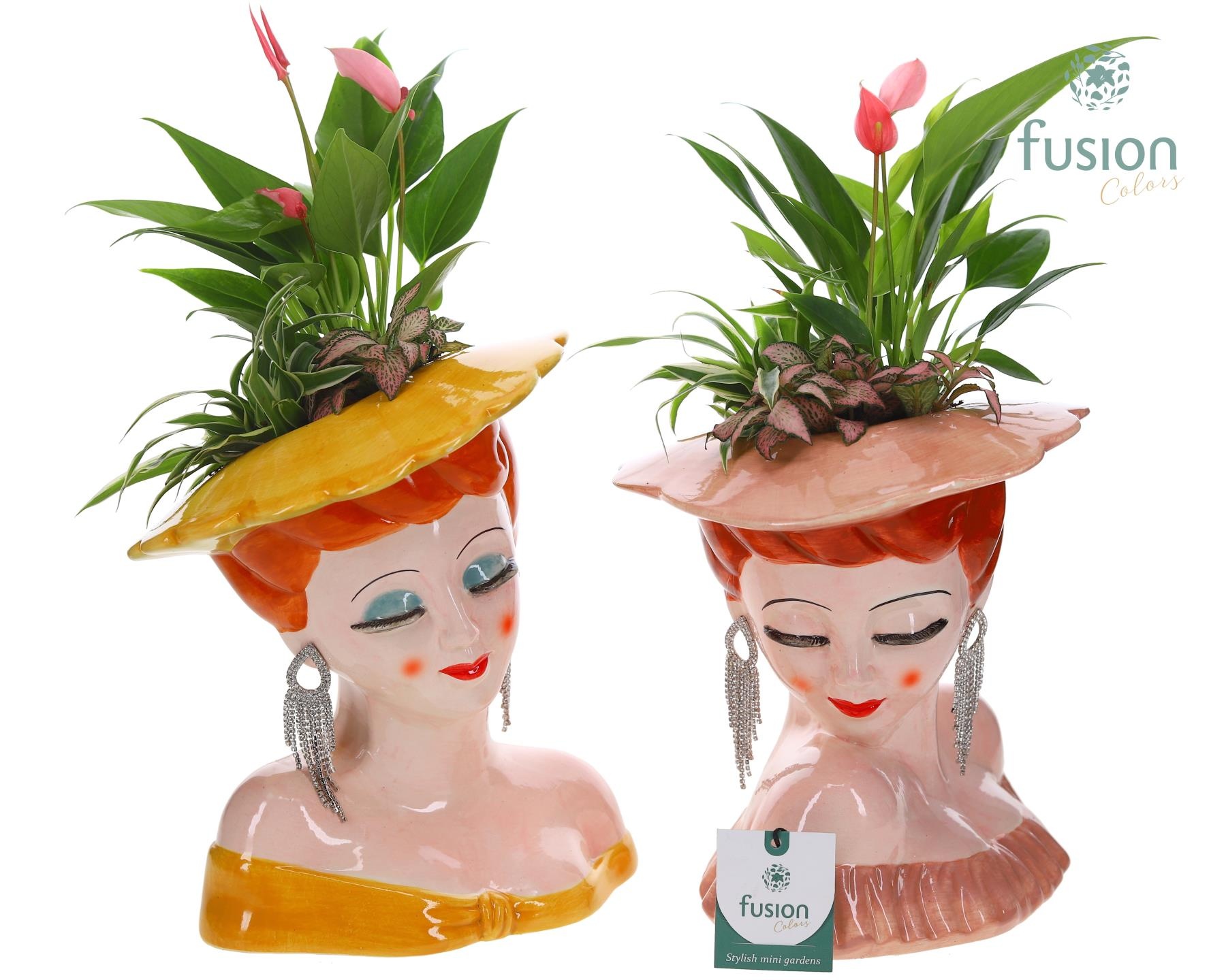 Keramiek Dames vase met Arrangement, D 23