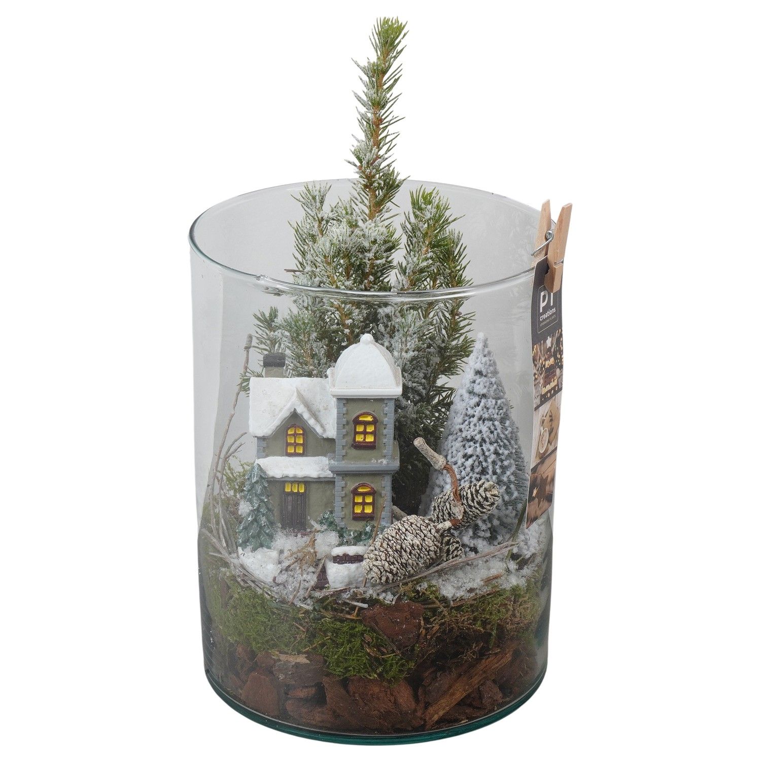PTCWW6817 Arrangement Winter in glazen vaas, D 15 cm