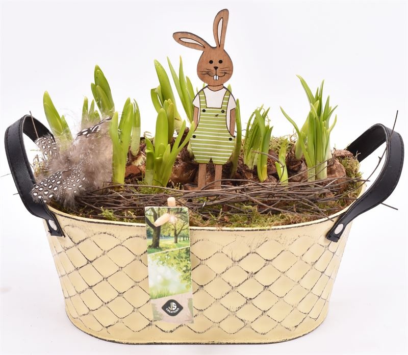 Zink ovaa met leer handvat 24x15cm, D 24