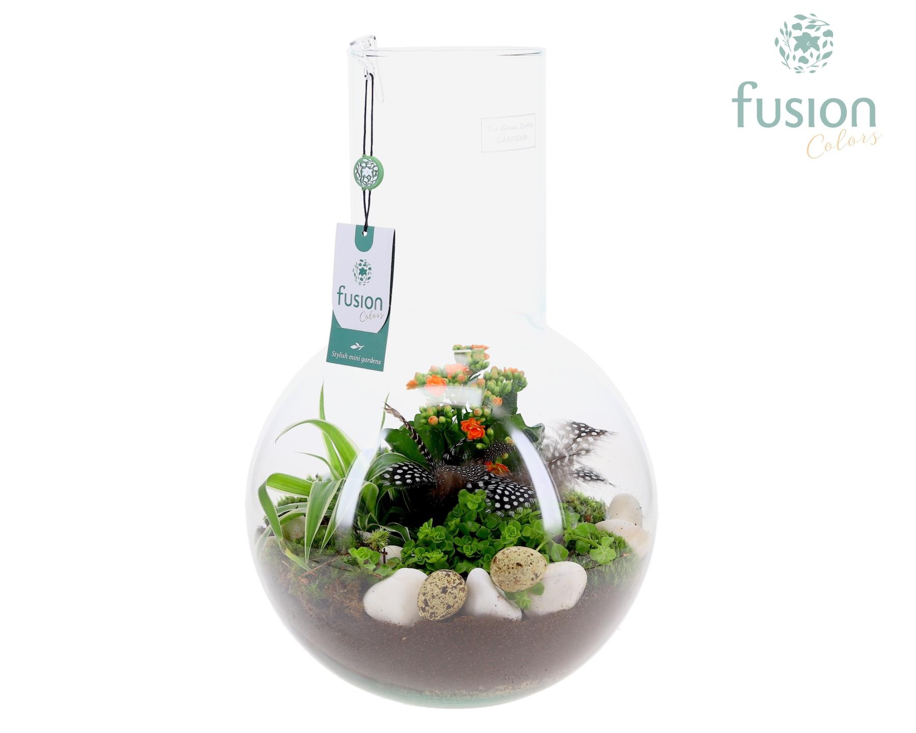 Green Bottle Suzanne Large met Pasen arrangement, D 26