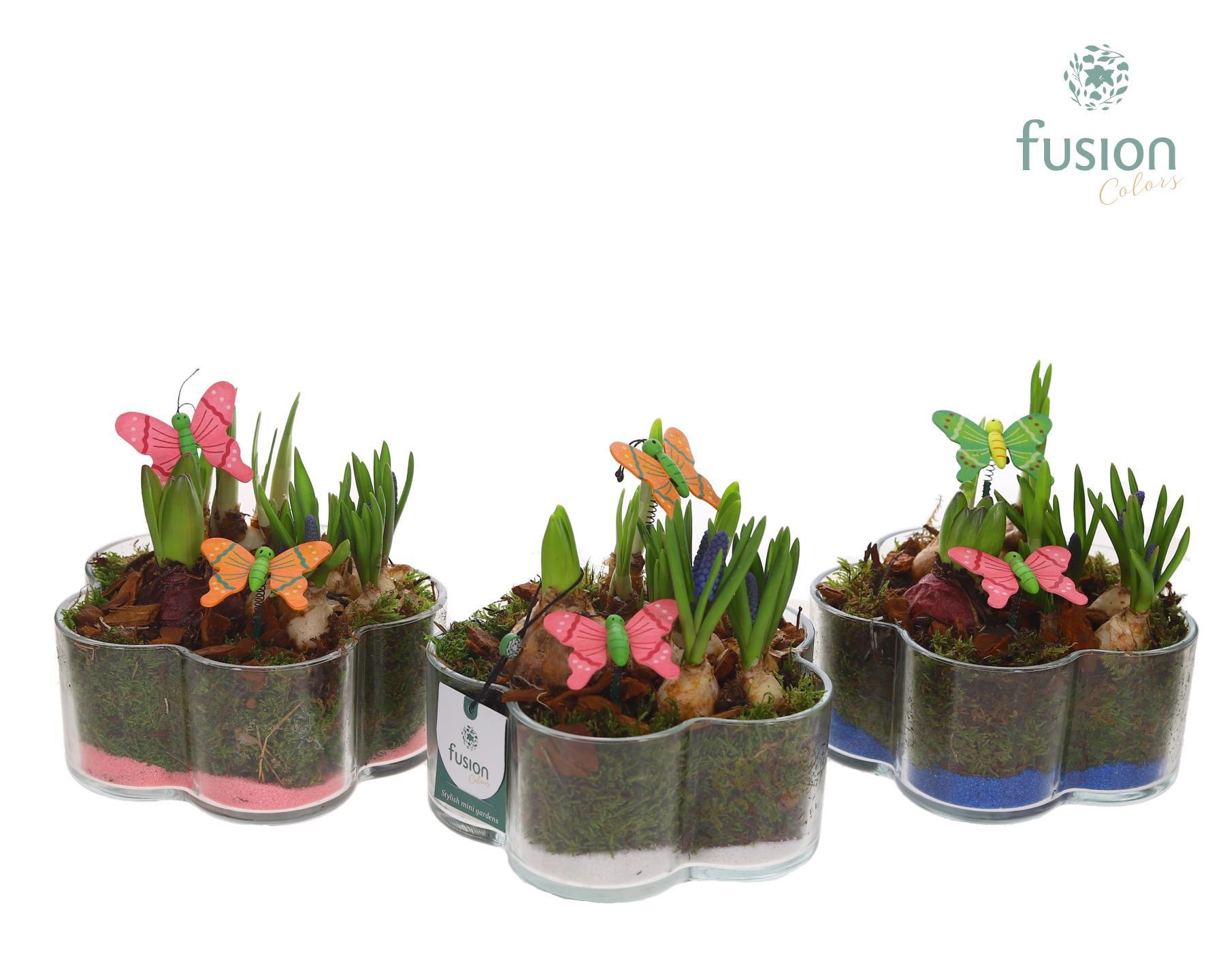 Glazen Bloemschaalmet Mixbol arrangement, D 18