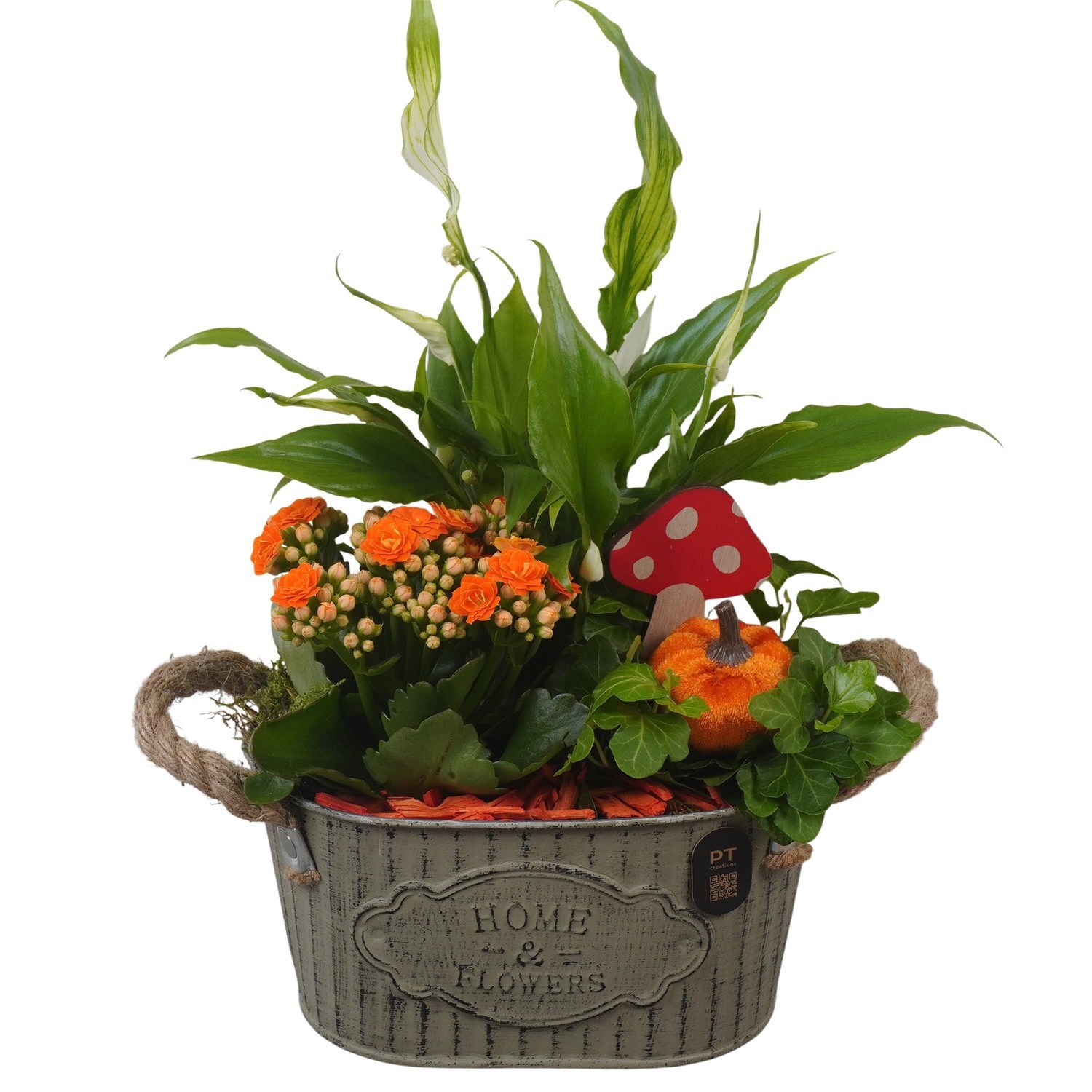 PTHI3408 Arrangement Autumn Indoor in metalen pot ovaal, D 19