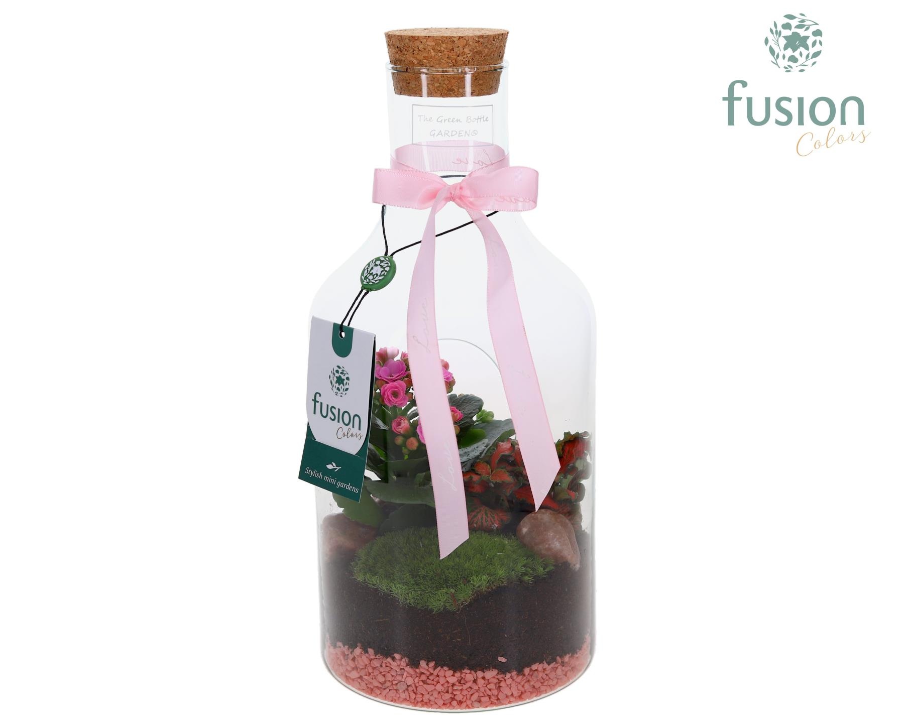 Green Bottle Fles Small Love met Arrangement, D 15