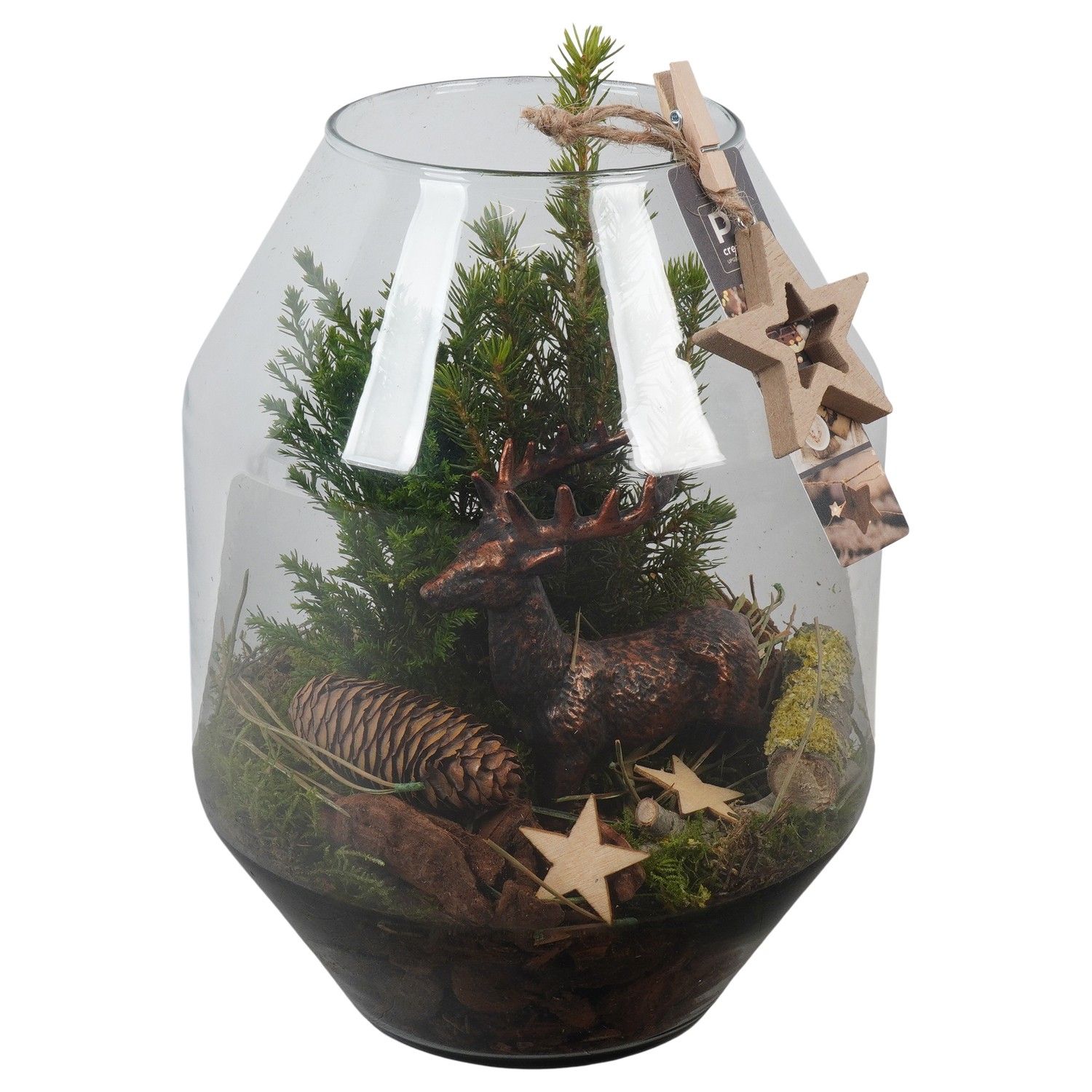 PTCWW6838 Arrangement Winter in glazen vaas, D 19 cm