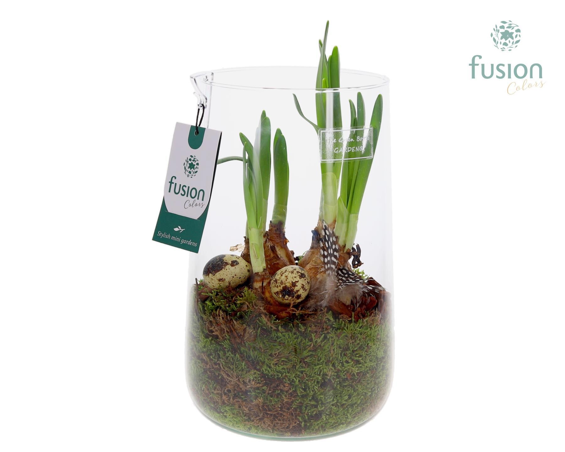 Green Bottle Deline Large met Pasen arrangement, D 15