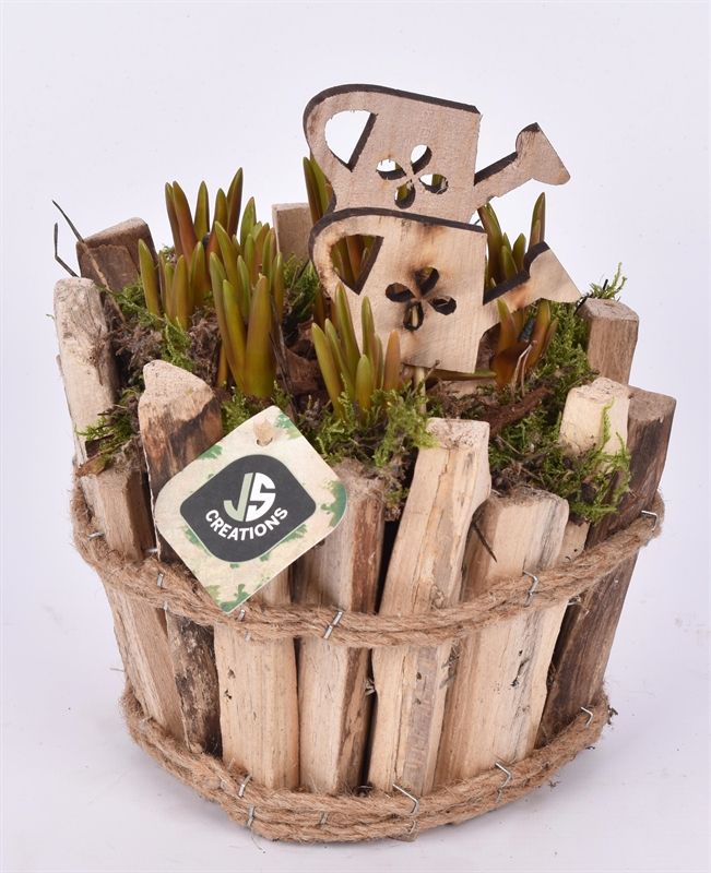 Sprokkel hout met touw 17,5cm, D 17