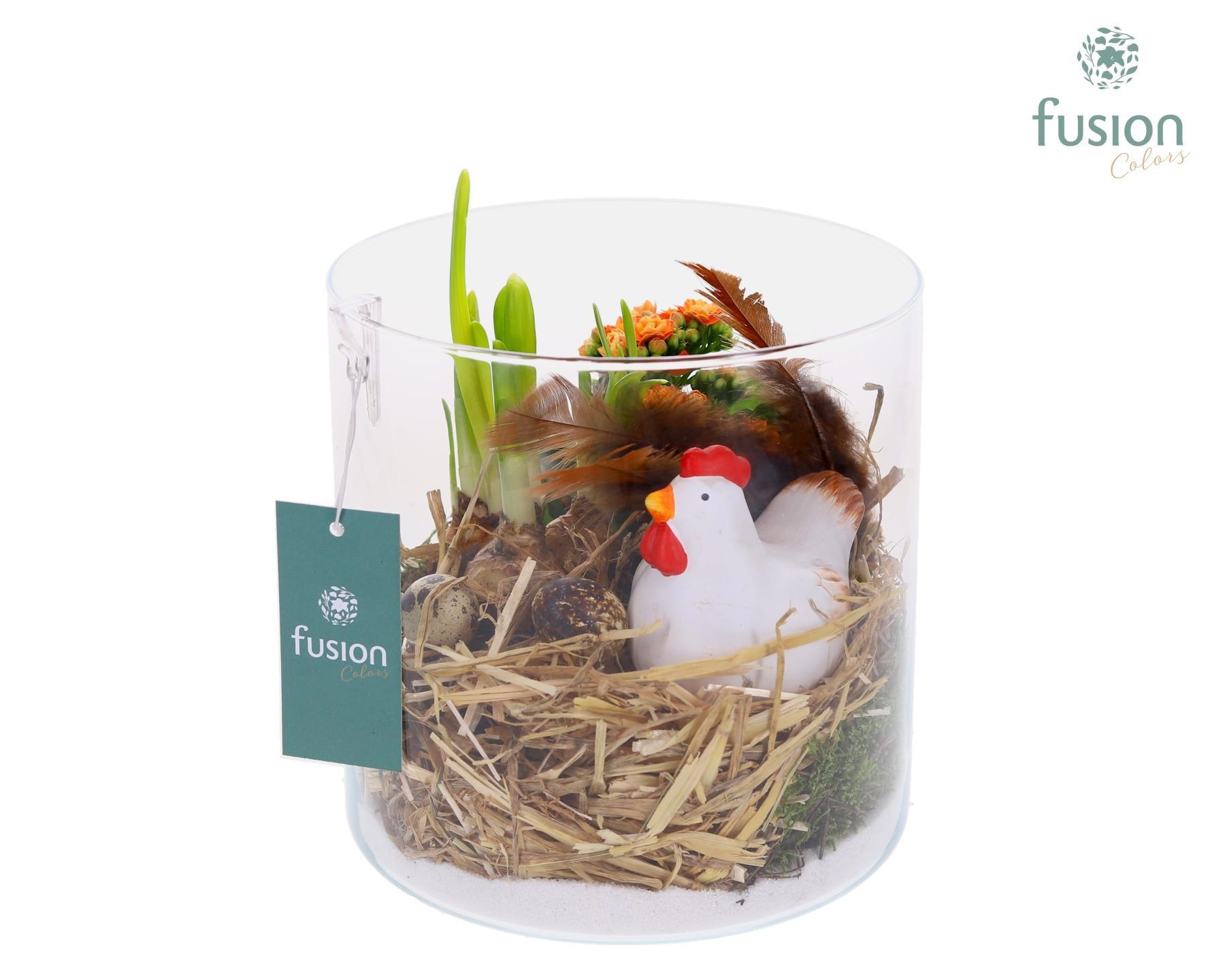 Glas cilinder met Pasen arrangement, D 19