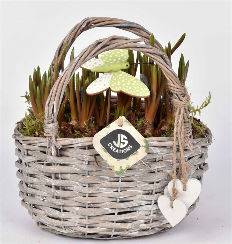 Wilg tasje met hartjes 21x15cm, D 21