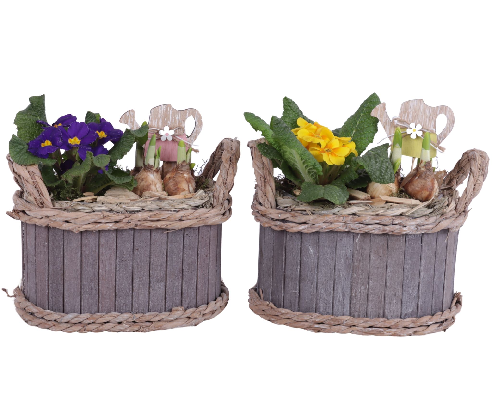Early Spring Arr. Outdoor Willow Pot Oval Waterhyacint Rim Ø22cm, D 22