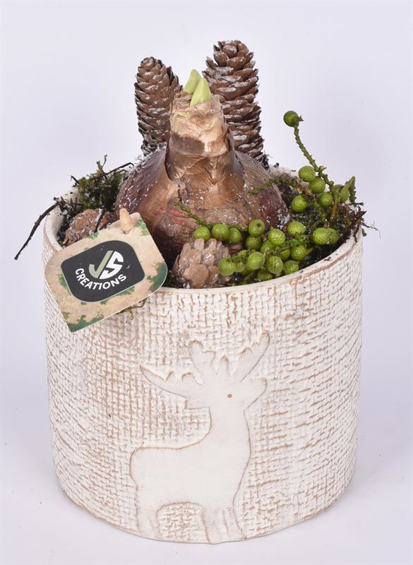 Keramiek hert decor pot 14cm, D 14 cm