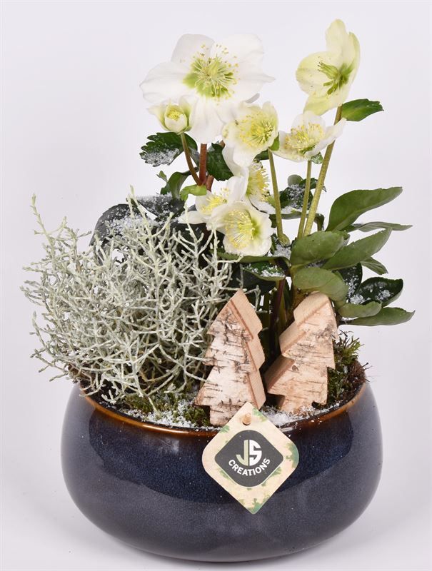 Keramiek schaal blauw 19.5cm, D 20 cm