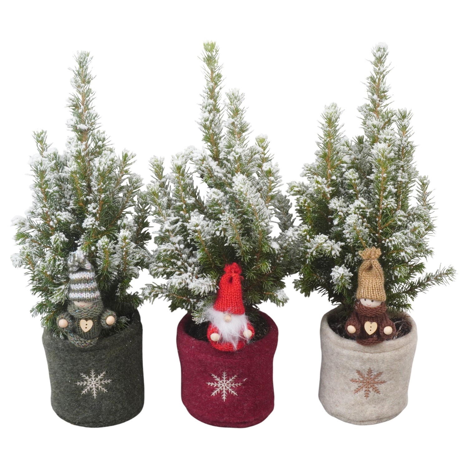 PTK26135 Conica Perfecta met sneeuw in stoffen potcover mix met decoratie, D 9