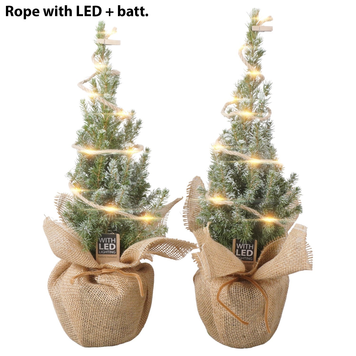 PTK26320 Conica Perfecta met sneeuw in jute met LED, D 13