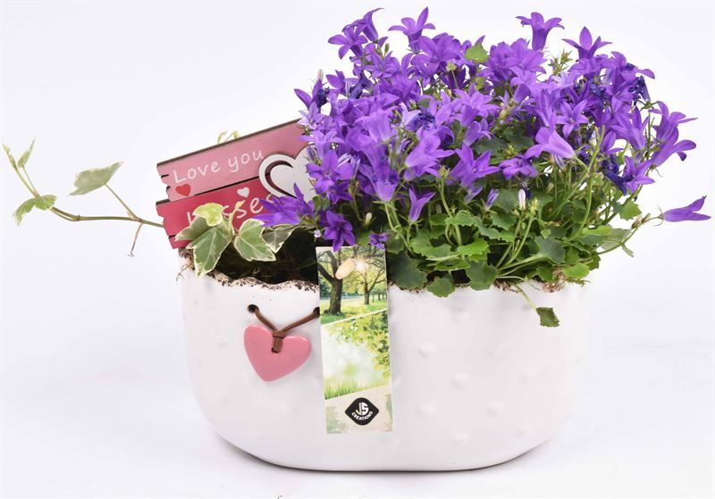 Keramiek ovaal met hartje 19.5x11CM, D 20