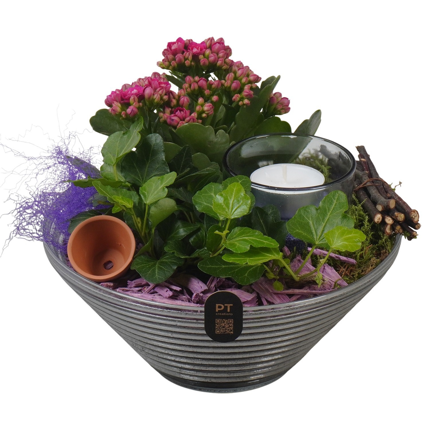 PTIG2654 Arrangement Indoor in glas schaal, D 19