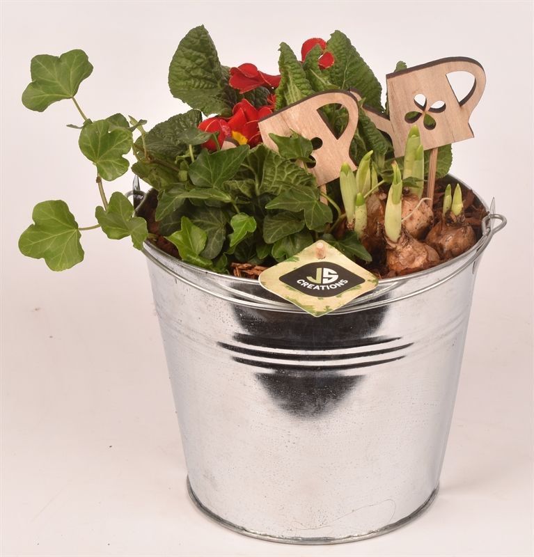 Zink emmer m.hengsels blank 18cm, D 18