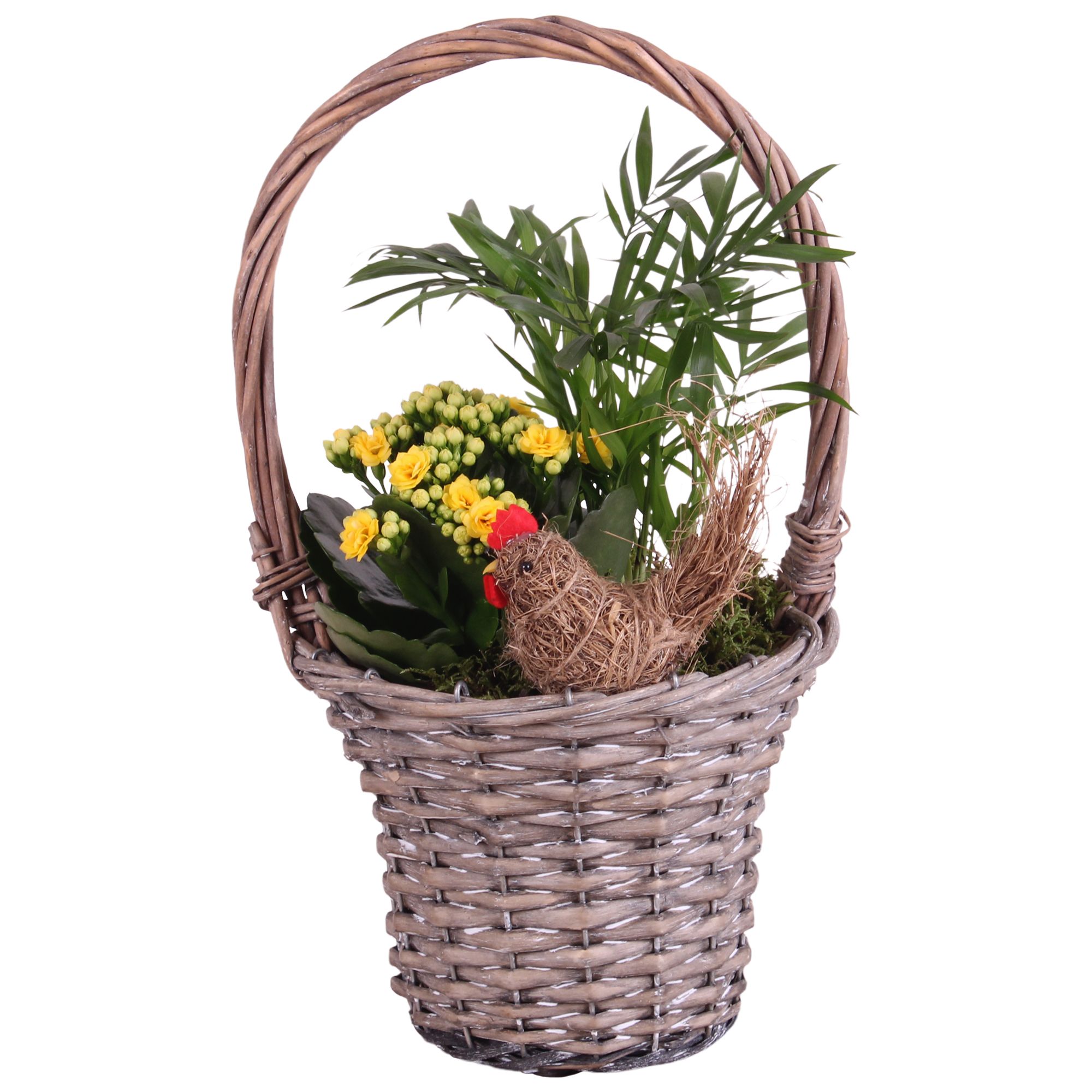 Easter Arr. Indoor Willow Handle Basket Ø18cm 2PP, D 18