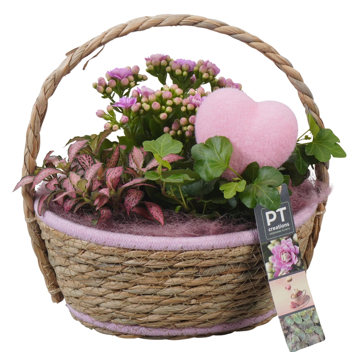 PTVMB2334 Arrangement Valentines-Mothersday in riet mand, D 20