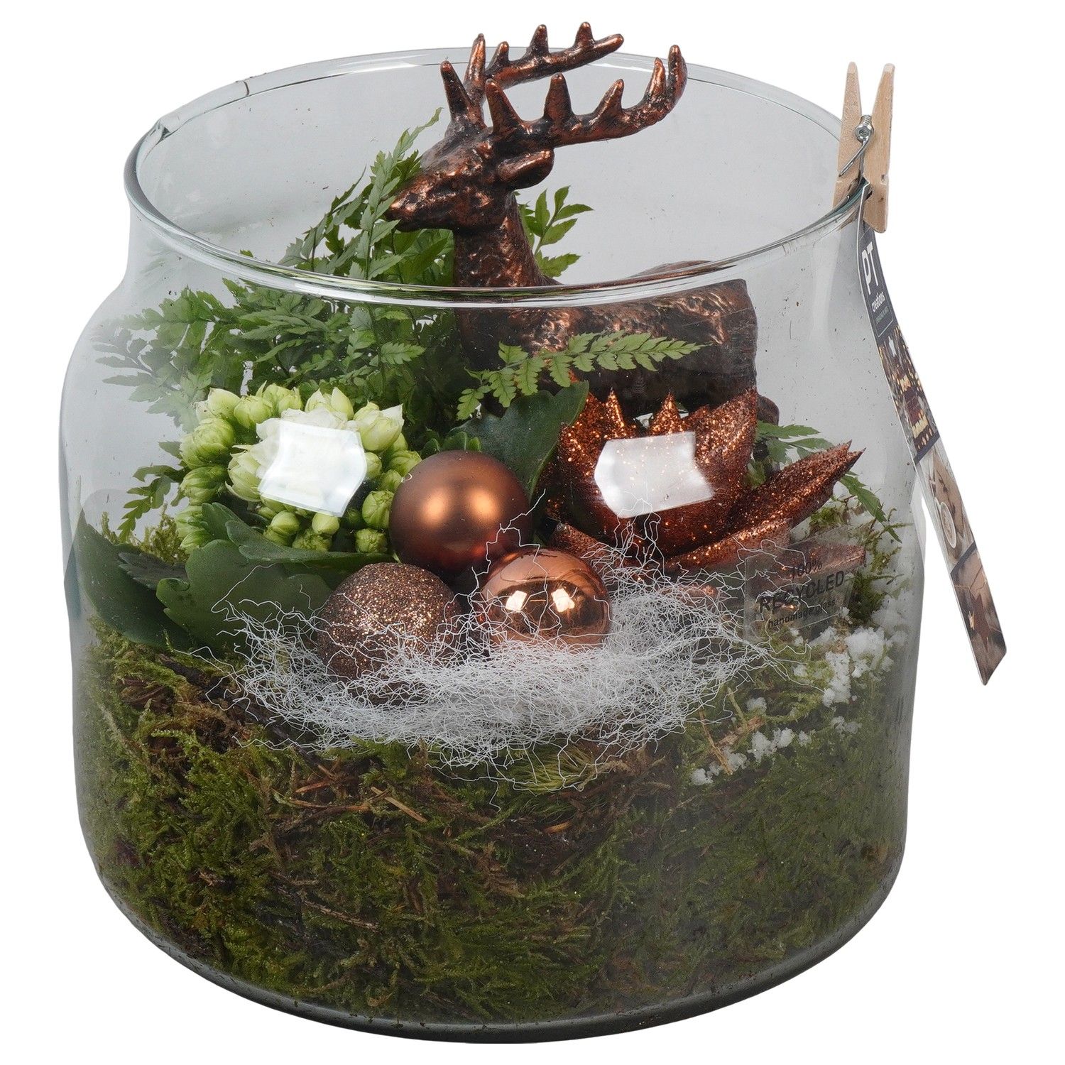 PTCHB9886 Arrangement Christmas Bronze in glazen pot, D 19 cm