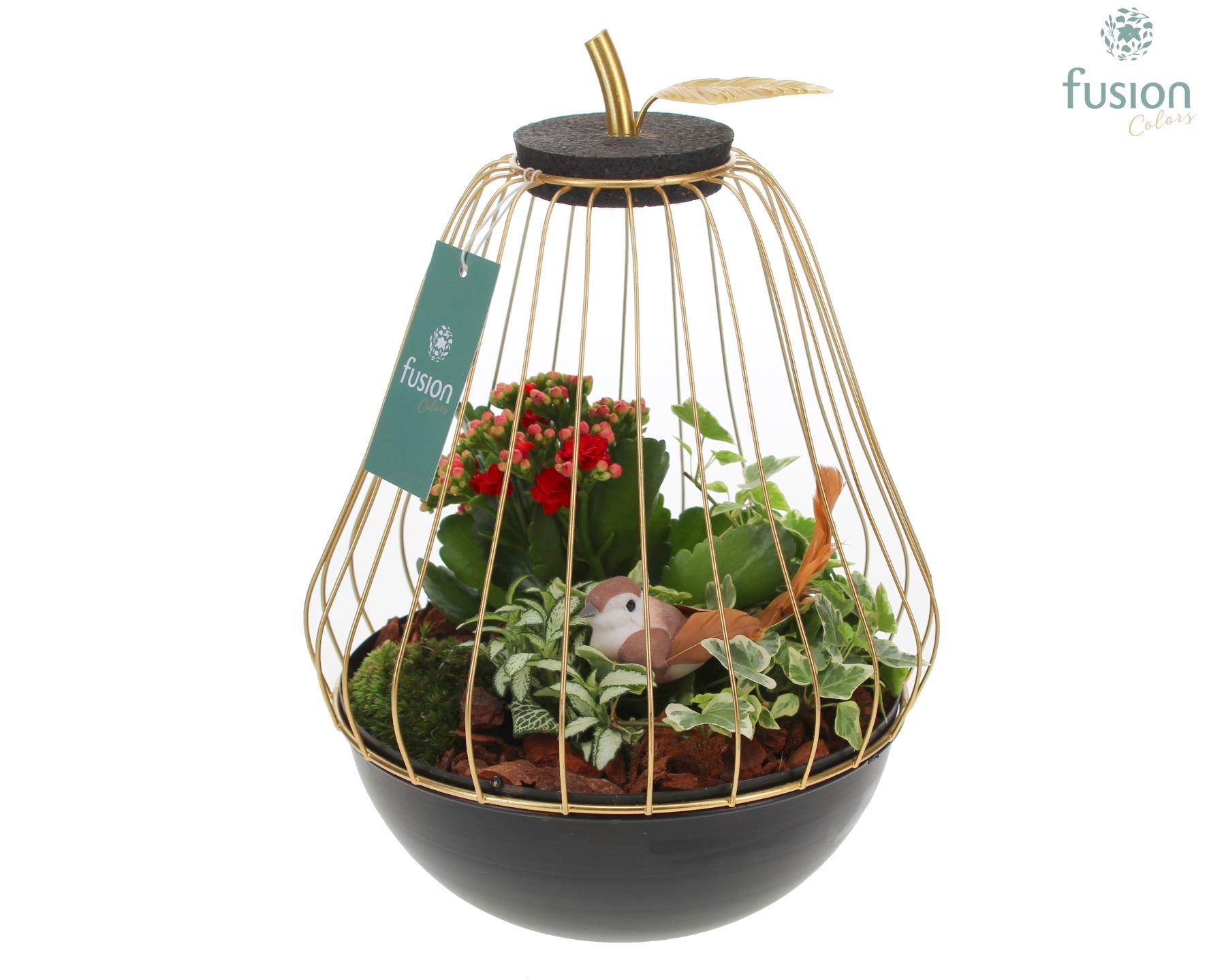 Peer metaal goudzwart Large met arrangement, D 23