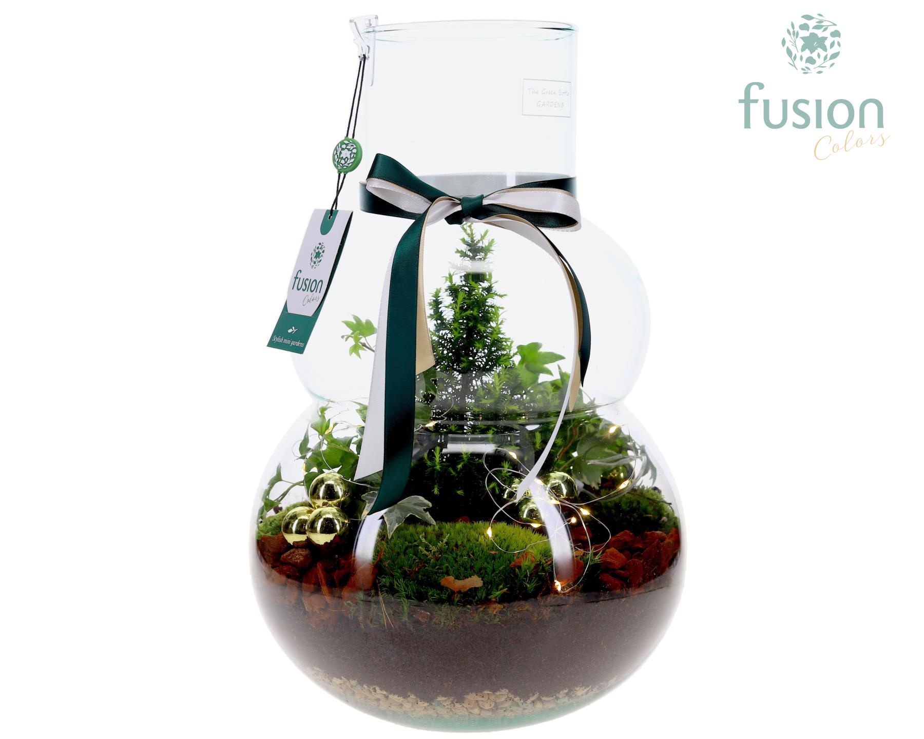 Green Bottle Olaf Large met Kerst arrangement, D 26