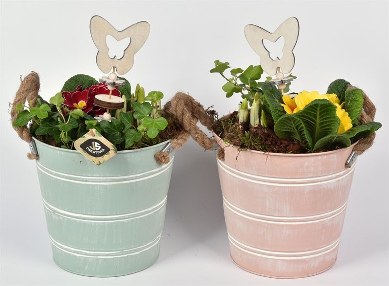 Zink emmer met touw oor 20cm, D 20