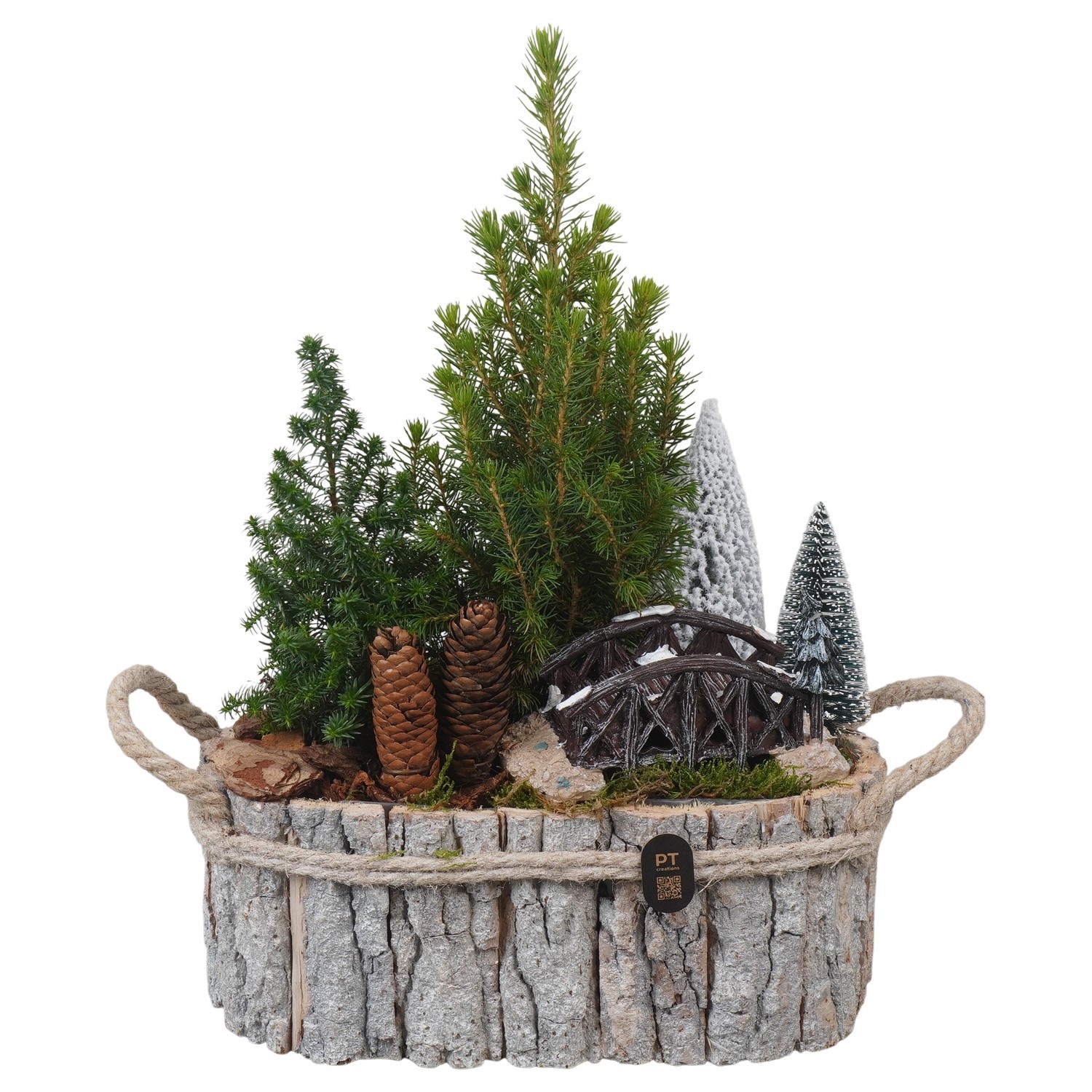 PTCWW7755 Arrangement Winter in houten bak, D 27