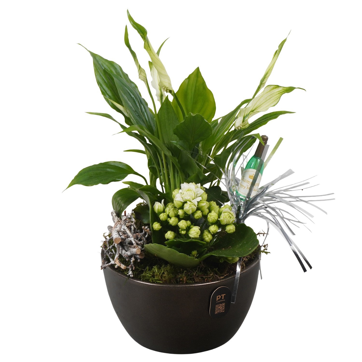 PTON6744 Arrangement New Year in keramiek schaal, D 14