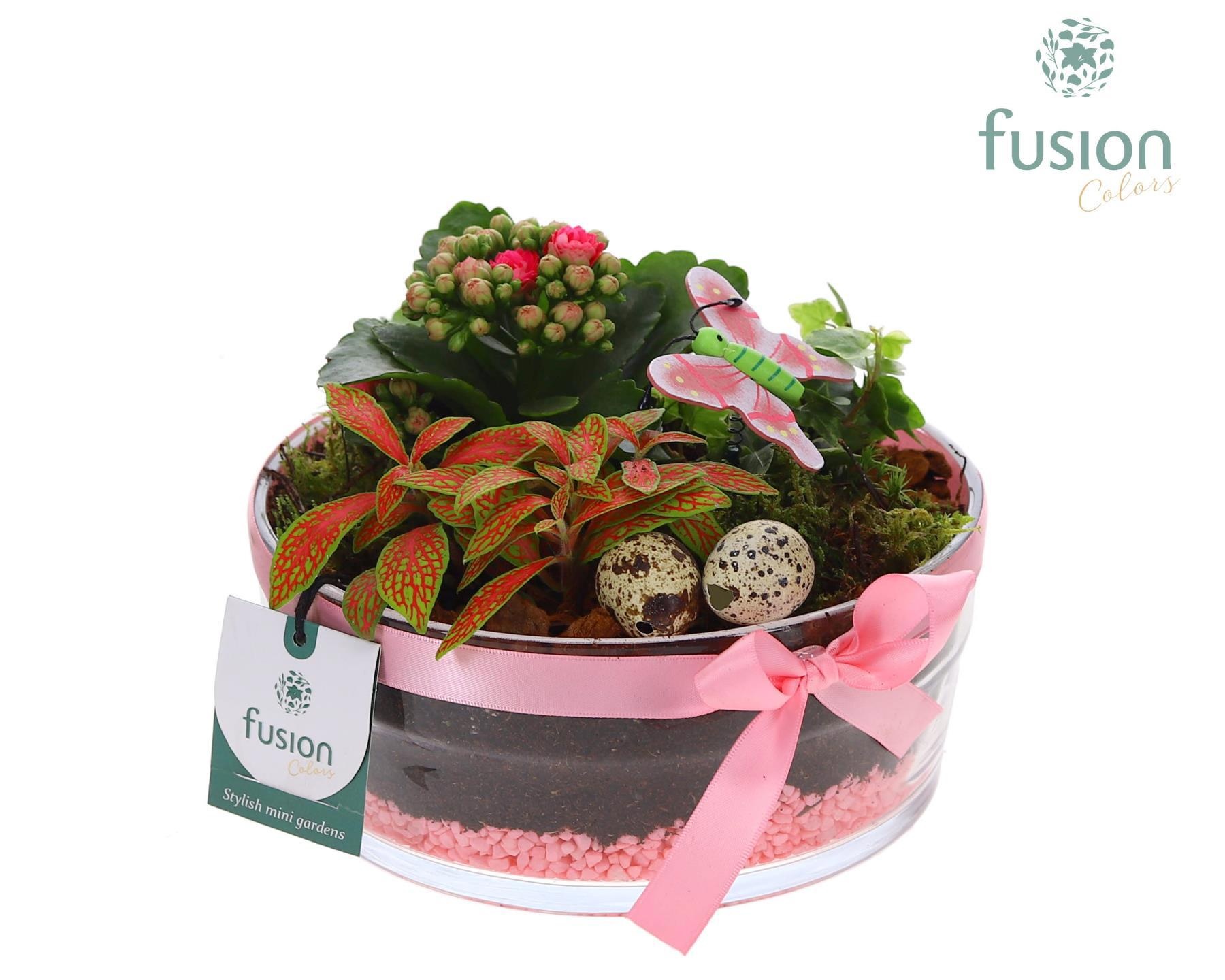 Glazen cilinder schaal met Pasen Arrangement, D 19