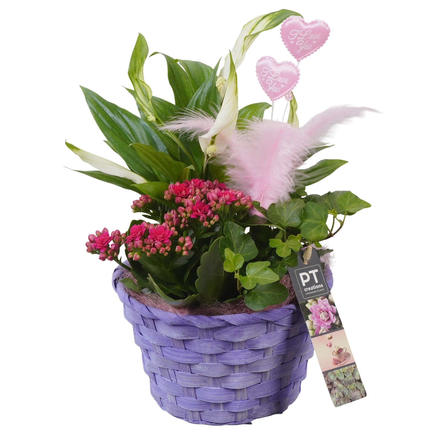 PTVMB2358 Arrangement Valentines-Mothersday in riet mand, D 16