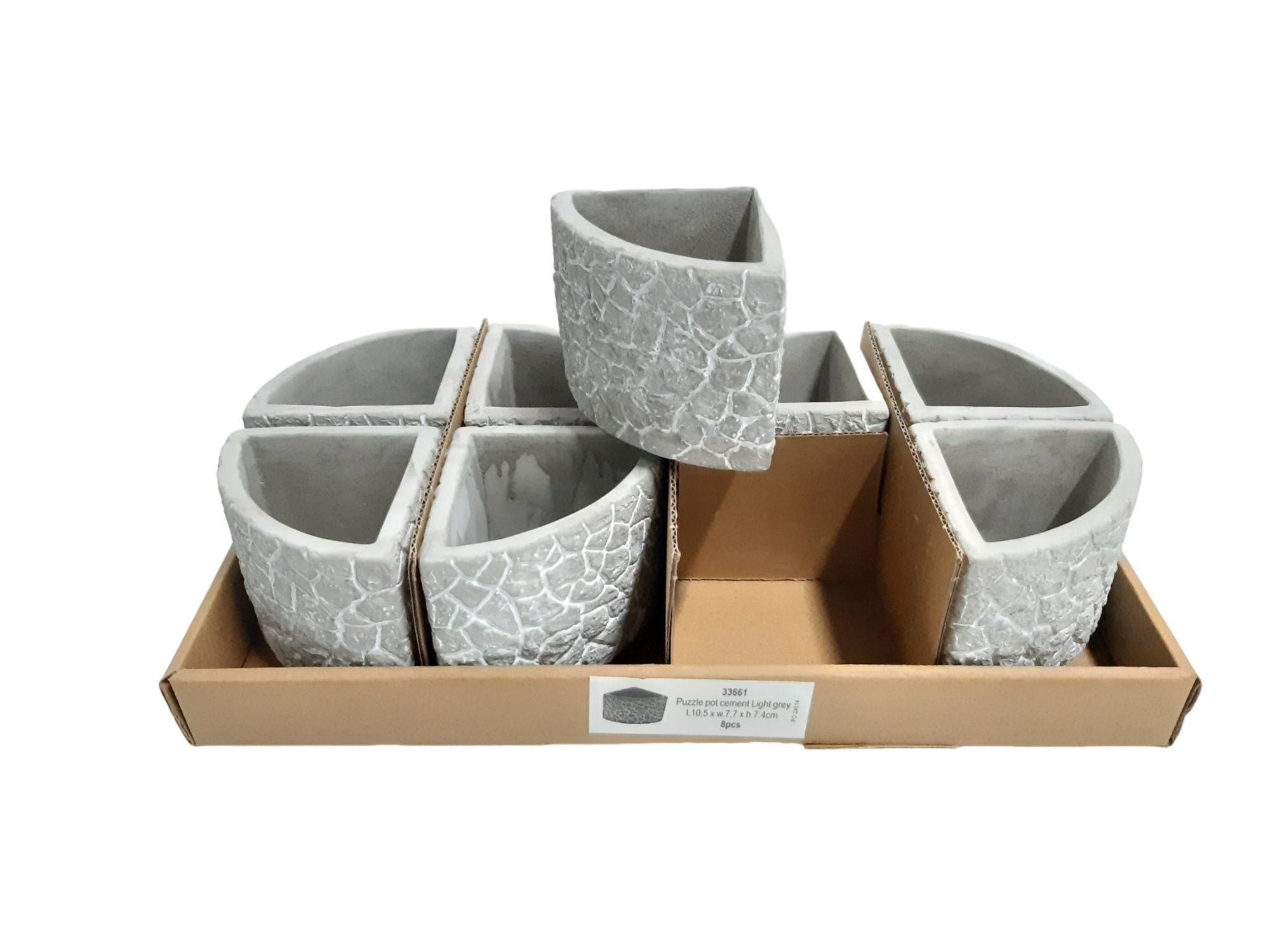 Puzzle Pots Small 10.5x7.7xH7cm Grey, D 10